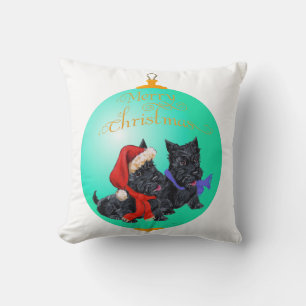 Scottish Terrier Christmas Ornament Throw Pillow