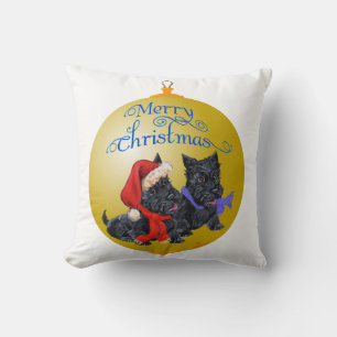 Scottish Terrier Christmas Ornament Throw Pillow