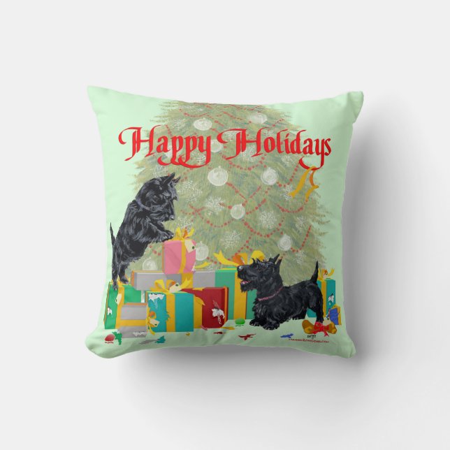 Scottish Terrier Christmas Pillow (Front)