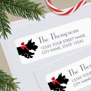 Scottish Terrier Christmas Red Bow White Retour