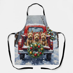Scottish Terrier Christmas Red Truck Holiday Apron