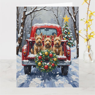 Scottish Terrier Christmas Red Truck Holiday Card