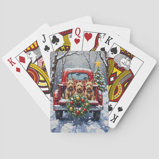 Scottish Terrier Christmas Red Truck Holiday Playing Cards (Back)