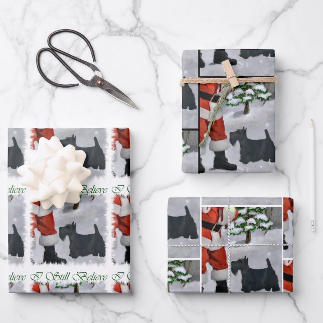 Scottish Terrier Christmas Wrapping Paper Sheet (Front)