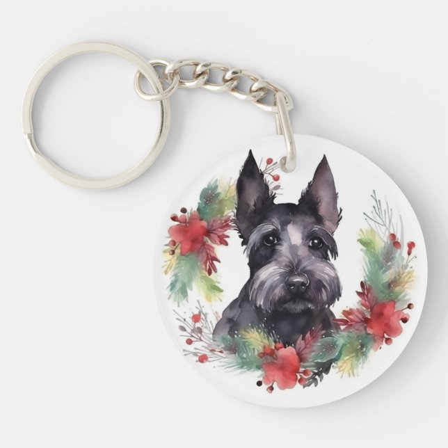 Scottish Terrier Christmas Wreath Festive Pup (Devant)