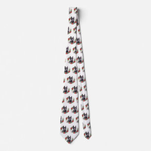 Scottish Terrier Christmas Wreath Festive Pup Tie