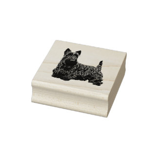 Scottish terrier cute happy front-side view rubber stamp