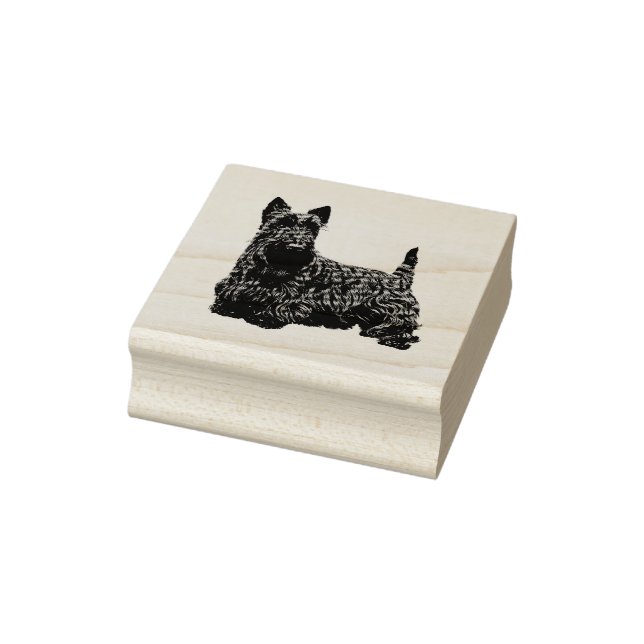 Scottish terrier cute happy front-side view rubber stamp (Stamp)