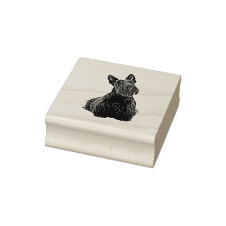 Scottish terrier cute happy front-sitting view rubber stamp