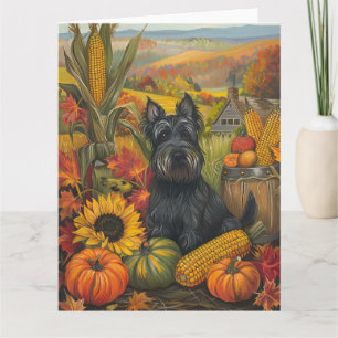 Scottish Terrier Dog Autumn Harvest Thanksgiving Card