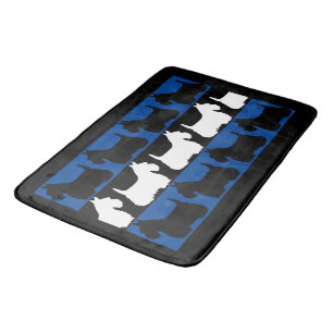 Scottish Terrier dog black/blue/white, stripes B Bath Mat