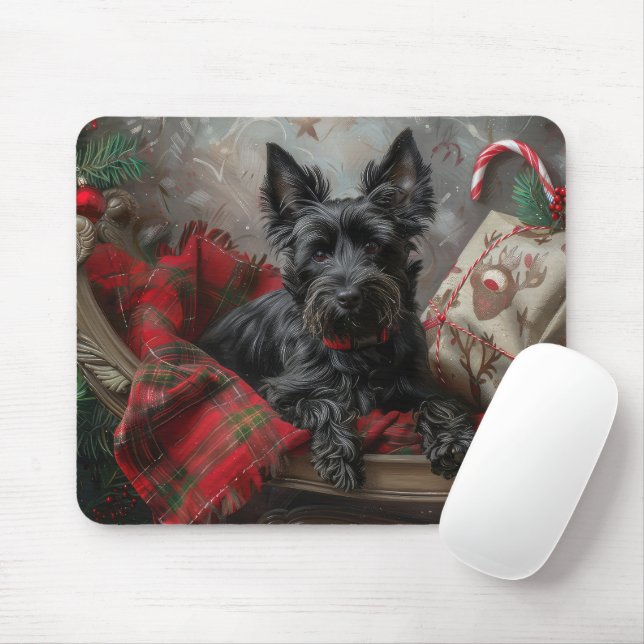 Scottish Terrier Dog Christmas Festive Mouse Pad (With Mouse)