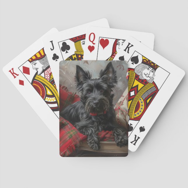 Scottish Terrier Dog Christmas Festive Playing Cards (Back)