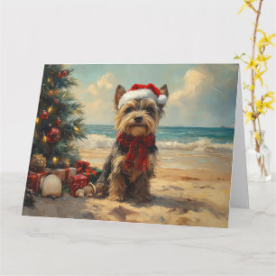 Scottish Terrier Dog Christmas Vintage Beach Card