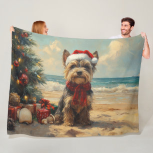 Scottish Terrier Dog Christmas Vintage Beach Fleece Blanket