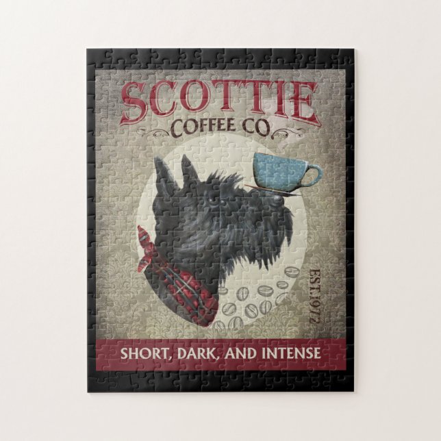Scottish Terrier Dog Coffee Company Jigsaw Puzzle (Vertical)
