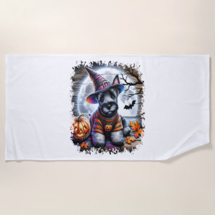 Scottish Terrier Dog Halloween Beach Towel