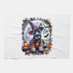 Scottish Terrier Dog Halloween Kitchen Towel