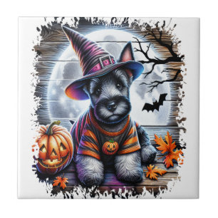Scottish Terrier Dog Halloween Tile