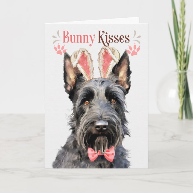 Scottish Terrier Dog in Bunny Ears for Easter Holiday Card (Front)