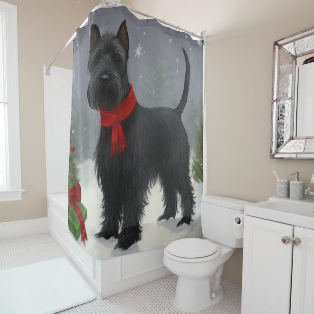 Scottish Terrier Dog in Snow Christmas (In Situ)