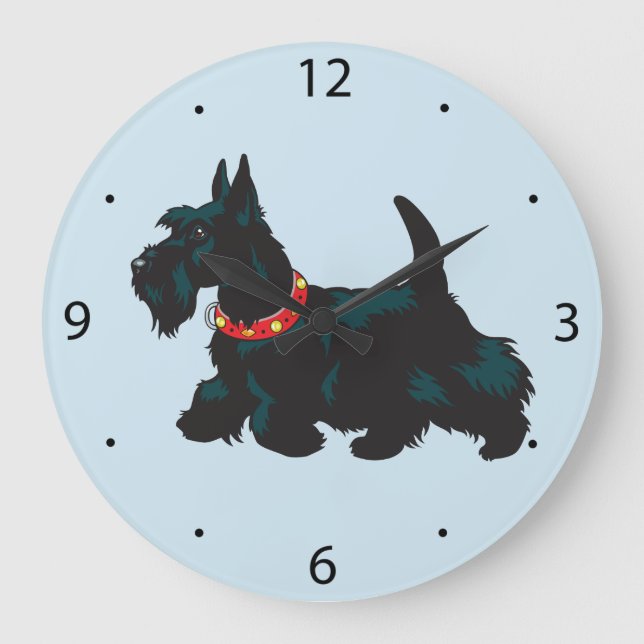 scottish terrier dog large clock (Front)