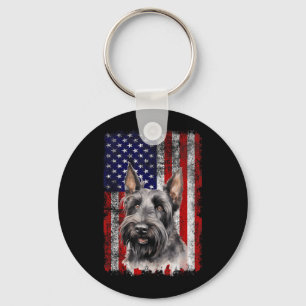 Scottish Terrier Dog Lover Flag 4th of July Keychain