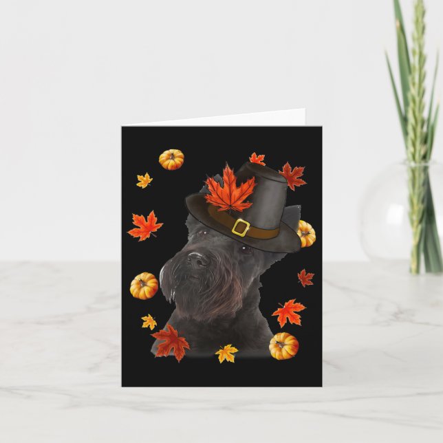 Scottish Terrier Dog Pilgrim Hat Fall Happy Thanks Card (Front)