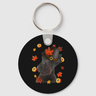 Scottish Terrier Dog Pilgrim Hat Fall Happy Thanks Keychain