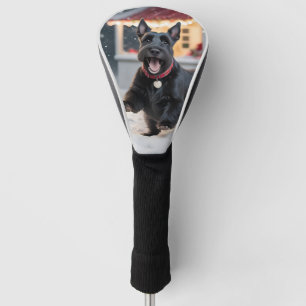 Scottish Terrier Dog Playing Christmas Snow Golf Head Cover