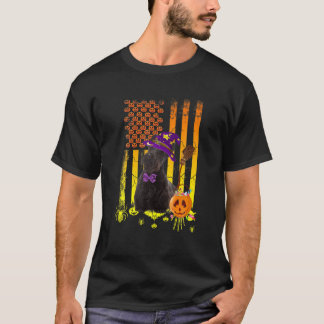 Scottish Terrier Dog Pumpkin American Flag Hallowe T-Shirt