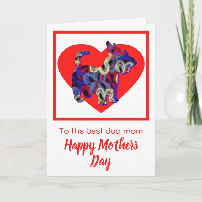 Scottish Terrier Dog Red Heart Mother’s Day Card (Front)