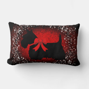 Scottish Terrier dog,Scotland dog,red snow granite Lumbar Pillow