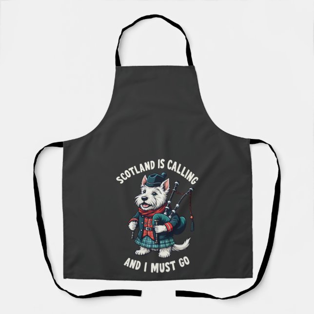 Scottish Terrier Dog Scotland Is Calling & I Must  Apron (Front)