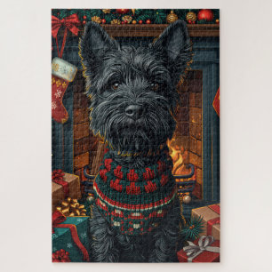 Scottish Terrier Dog With Christmas Gifts Jigsaw Puzzle
