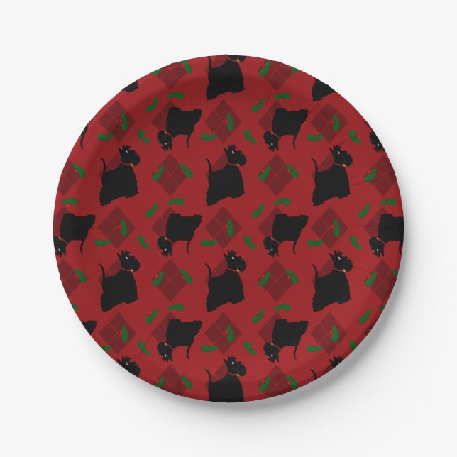 Scottish Terrier Dogs and Tam O'Shanter Paper Plate (Front)