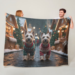 Scottish Terrier Dogs Christmas Snow Holiday Fleece Blanket