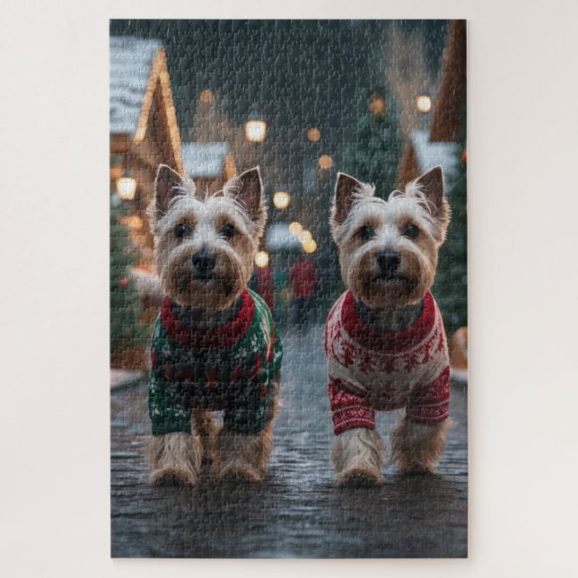 Scottish Terrier Dogs Christmas Snow Holiday Jigsaw Puzzle (Vertical)