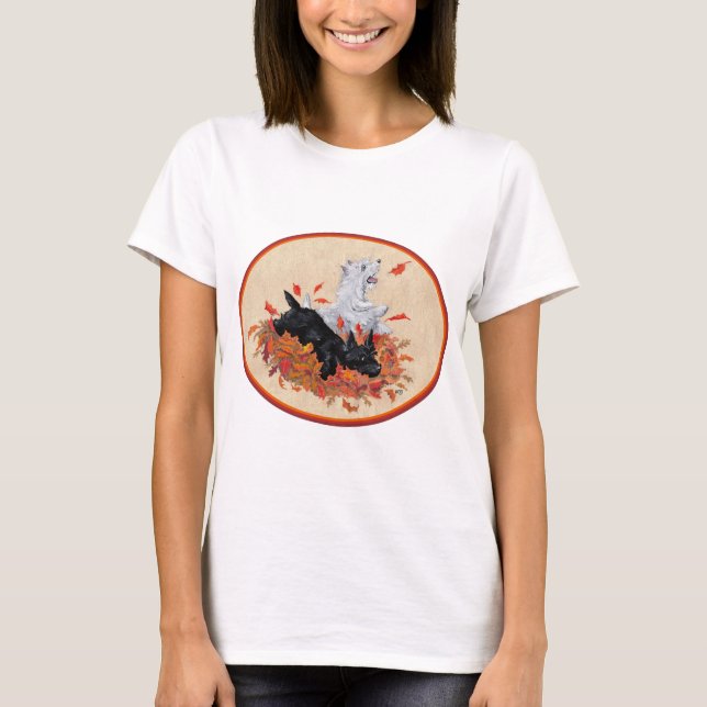 Scottish Terrier Fall Seasonal Design T-Shirt (Front)