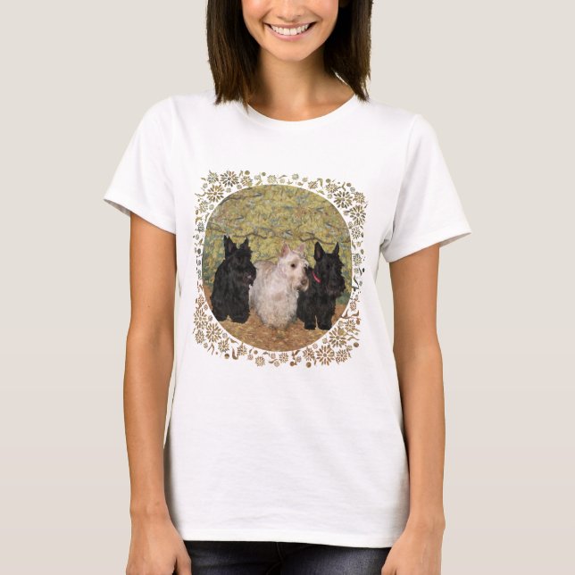 Scottish Terrier Fall Seasonal Design T-Shirt (Front)
