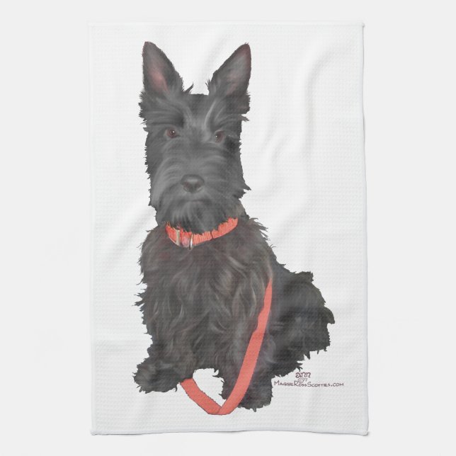 Scottish Terrier Flourish Kitchen Towel (Vertical)