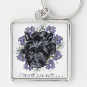 Scottish Terrier Forget-Me-Not Keychain