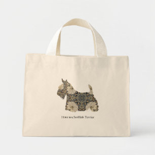 Scottish Terrier Fun Silhouette Mini Tote Bag