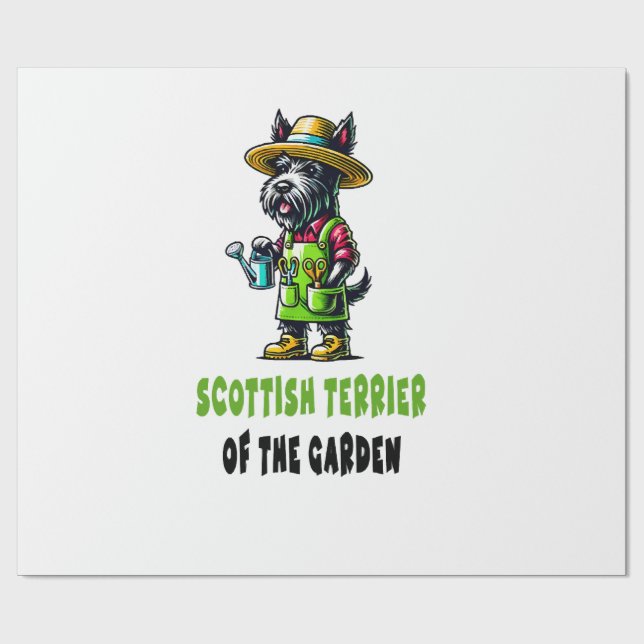 Scottish Terrier Gardener Wrapping Paper (Flat)