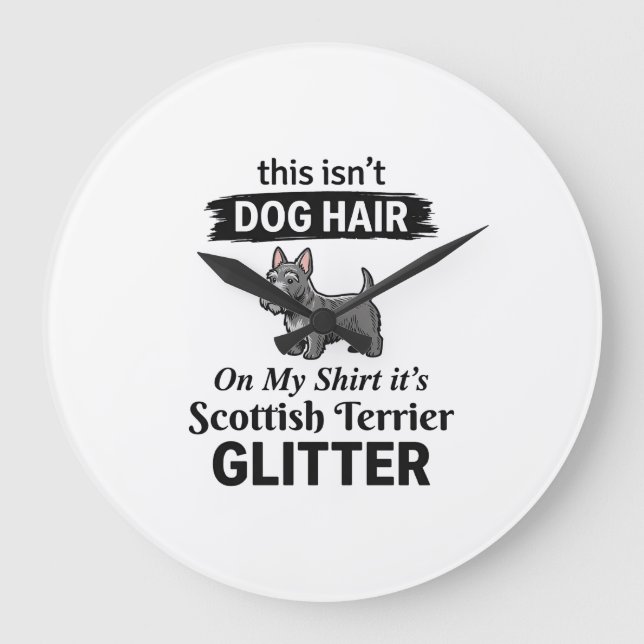 Scottish Terrier Glitter Funny Dog Lover Design_1 Large Clock (Front)