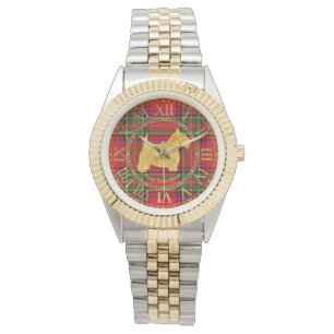 Scottish Terrier Gold Plaid Personalize Watch