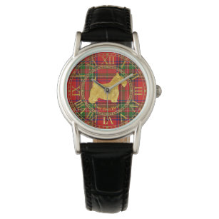 Scottish Terrier Gold Plaid Personalize Watch