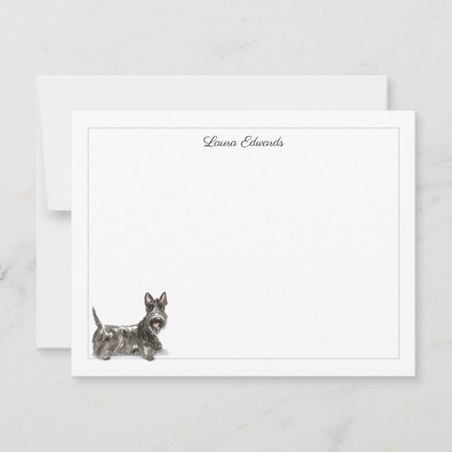 Scottish Terrier Gray Border Personalized Card (Front)