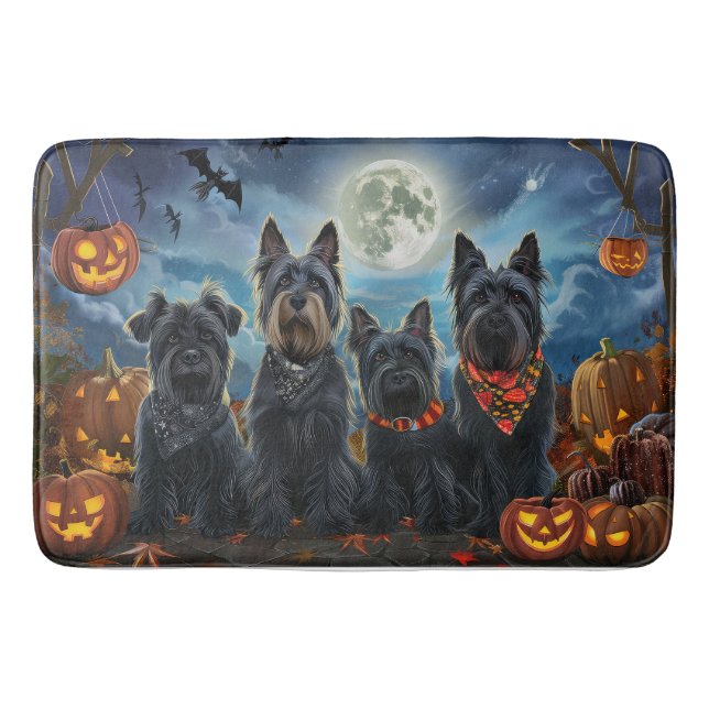 Scottish Terrier Halloween Spooky Bath Mat (Front)