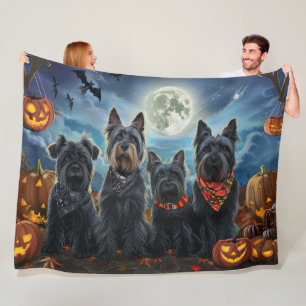 Scottish Terrier Halloween Spooky Fleece Blanket